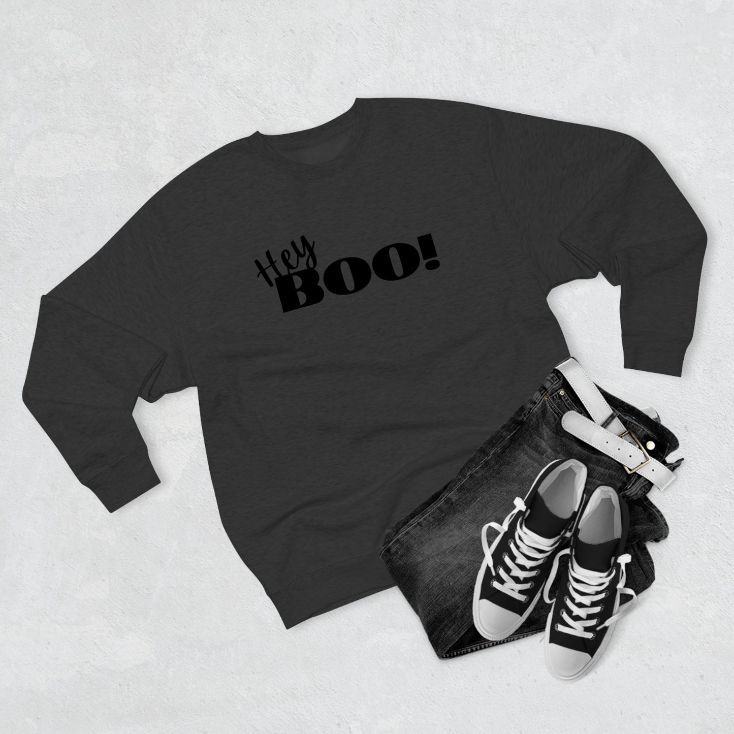 Hey Boo! Halloween Unisex Soft Crewneck Sweatshirt | Ghostly Apparel