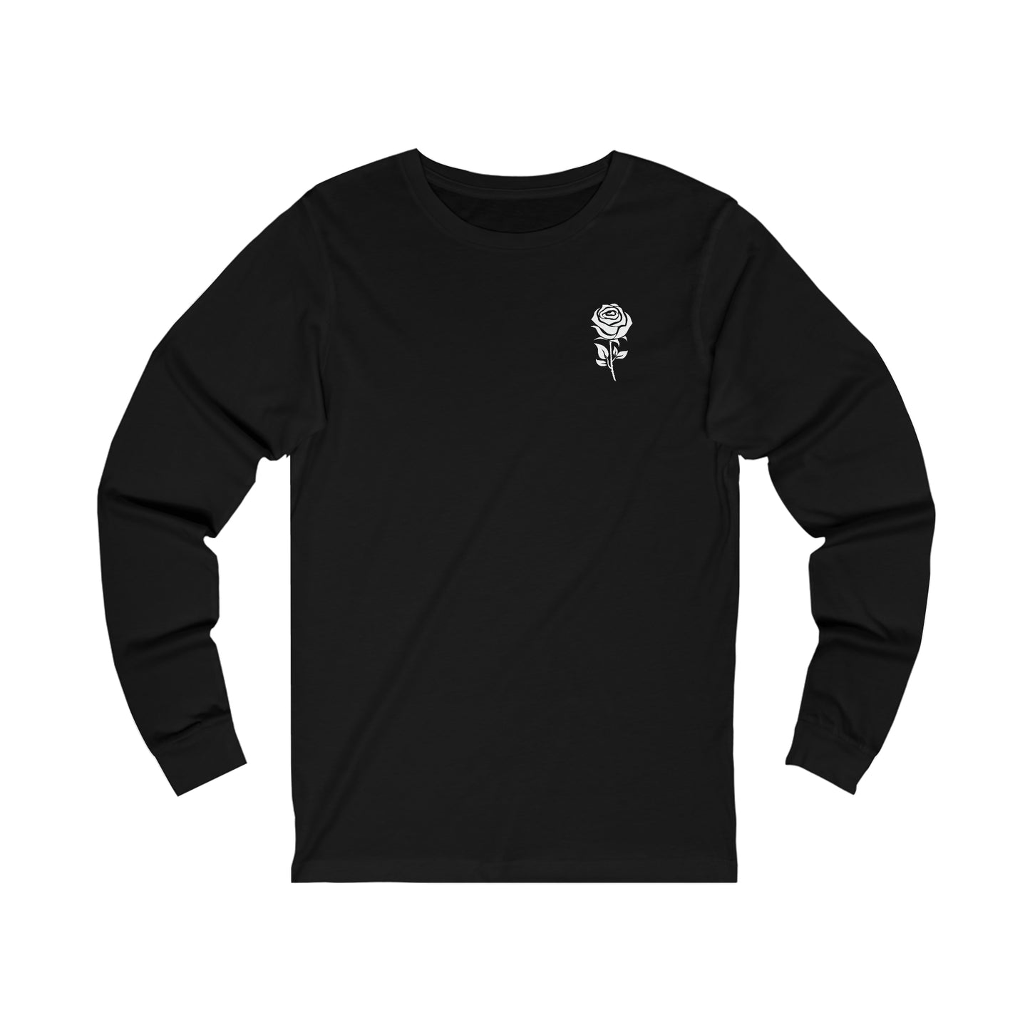 Rugged Rose: Men's Classic Crewneck with Floral Touch Long sleeve Tee