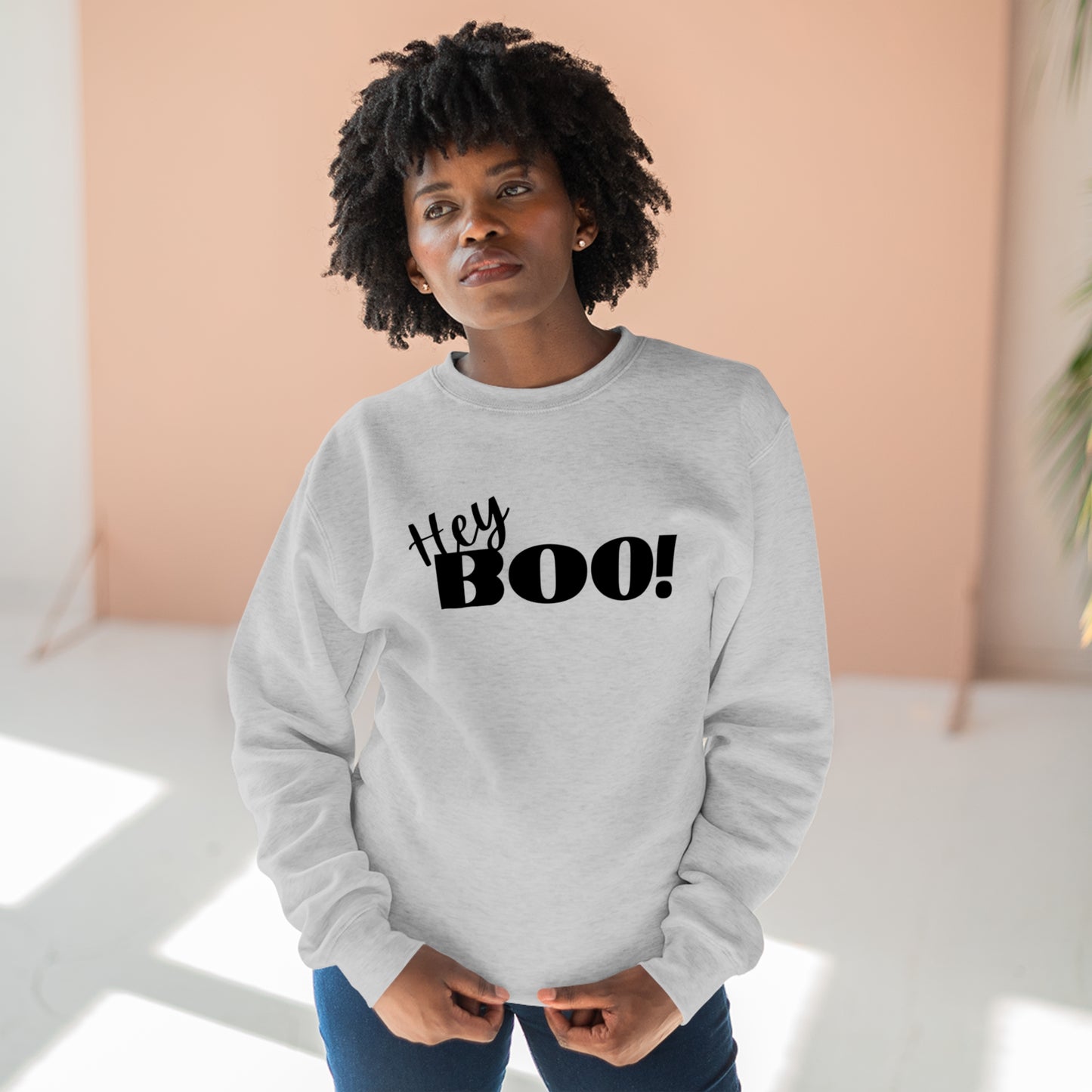 Hey Boo! Halloween Unisex Soft Crewneck Sweatshirt | Ghostly Apparel