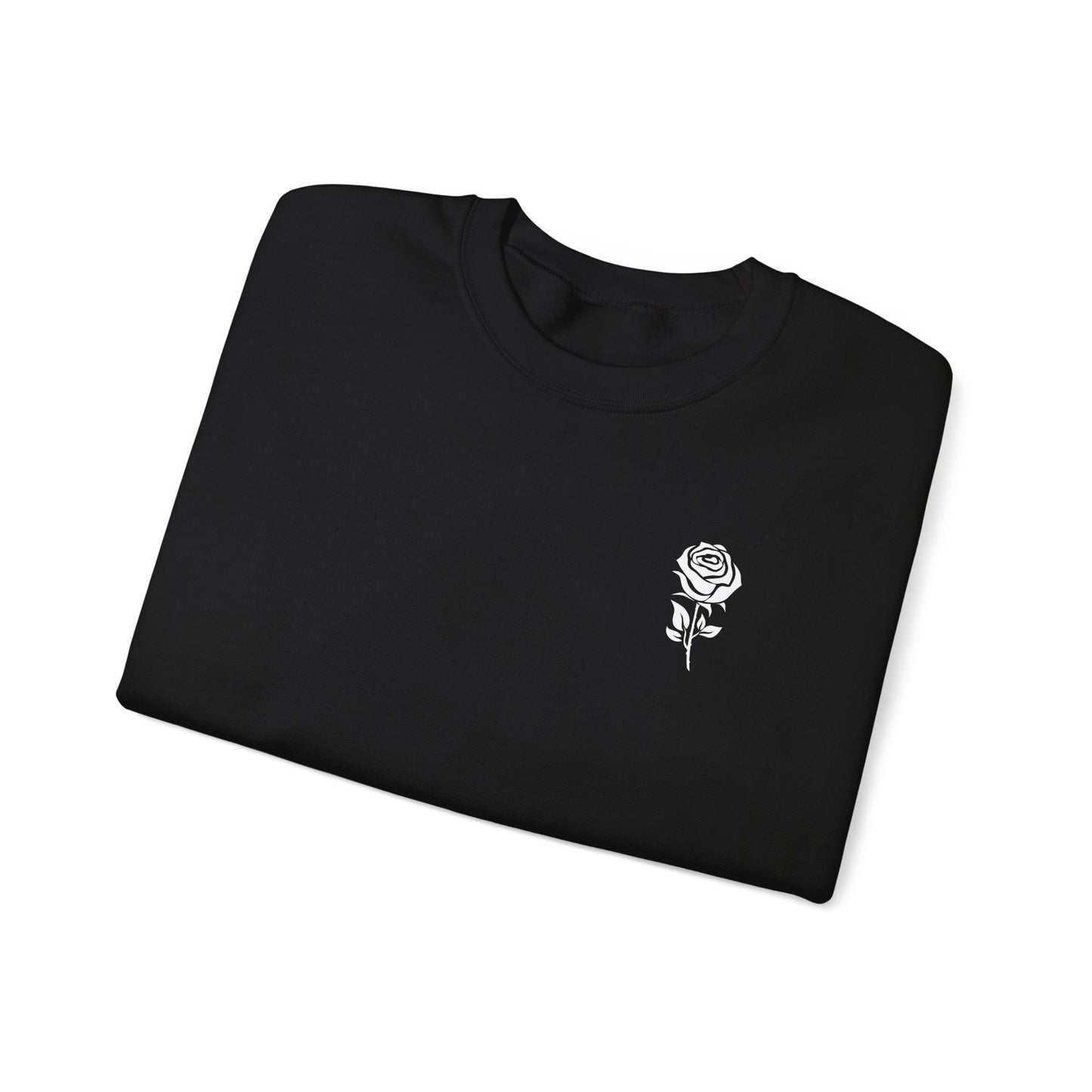 Rugged Rose: Men's Classic Crewneck with Floral Touch Crewneck Sweatshirt