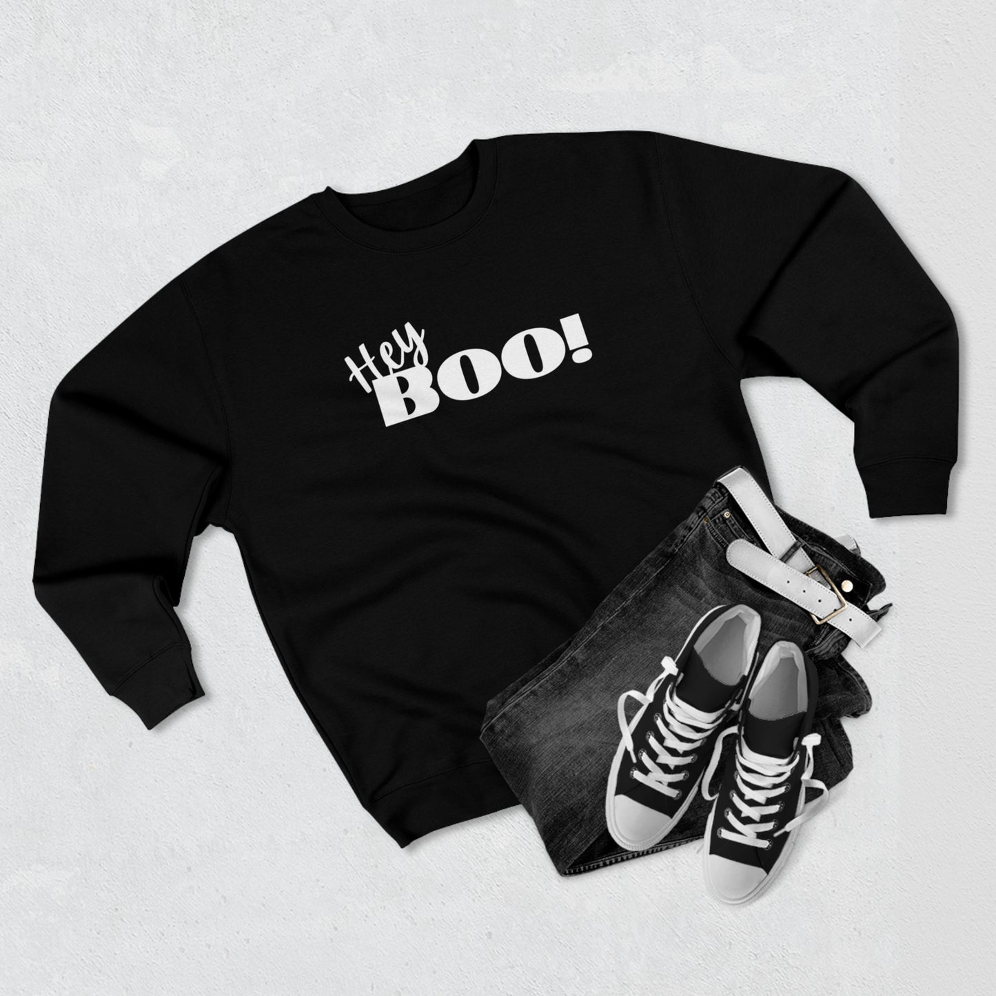 Hey Boo! Halloween Unisex Soft Crewneck Sweatshirt | Ghostly Apparel