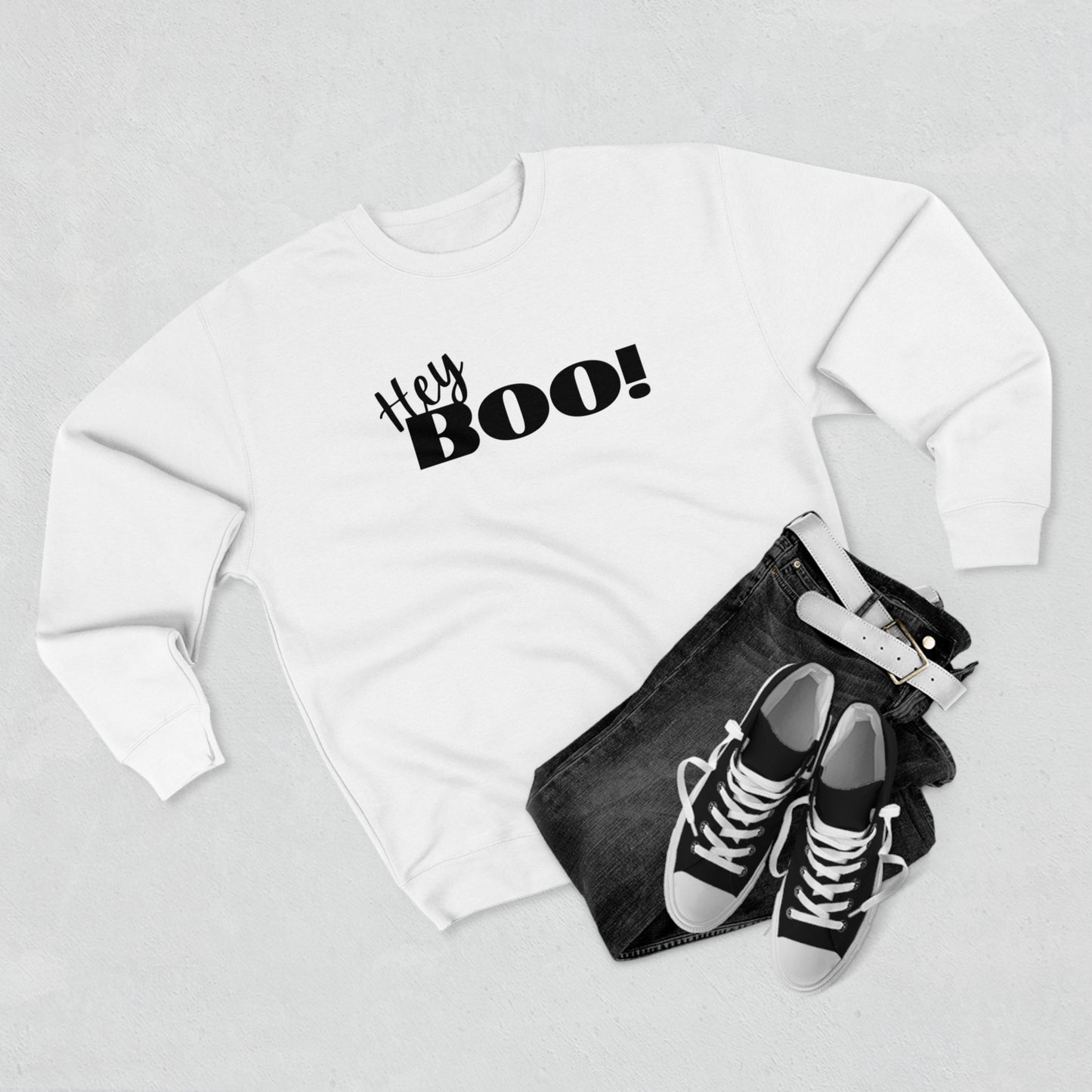 Hey Boo! Halloween Unisex Soft Crewneck Sweatshirt | Ghostly Apparel