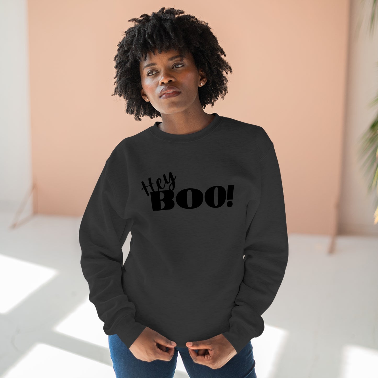 Hey Boo! Halloween Unisex Soft Crewneck Sweatshirt | Ghostly Apparel